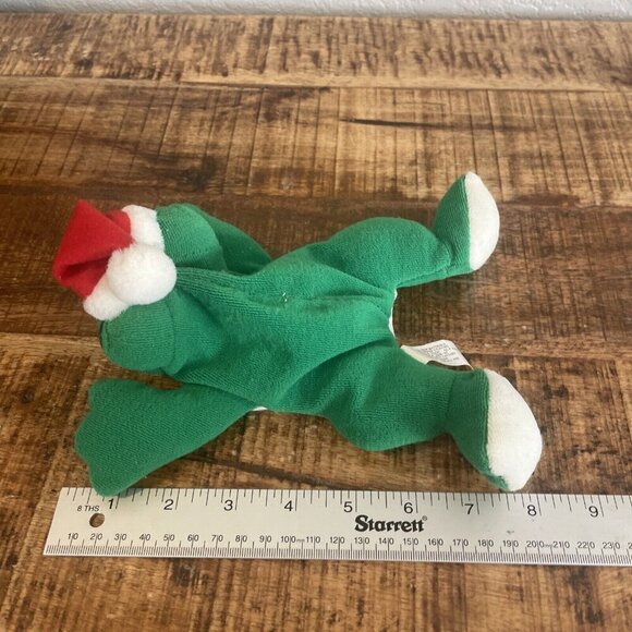 Frog Santa Hat Christmas Holiday Plush Stuffed Animal Big Eyes Green Panda Toy - Picture 6 of 7